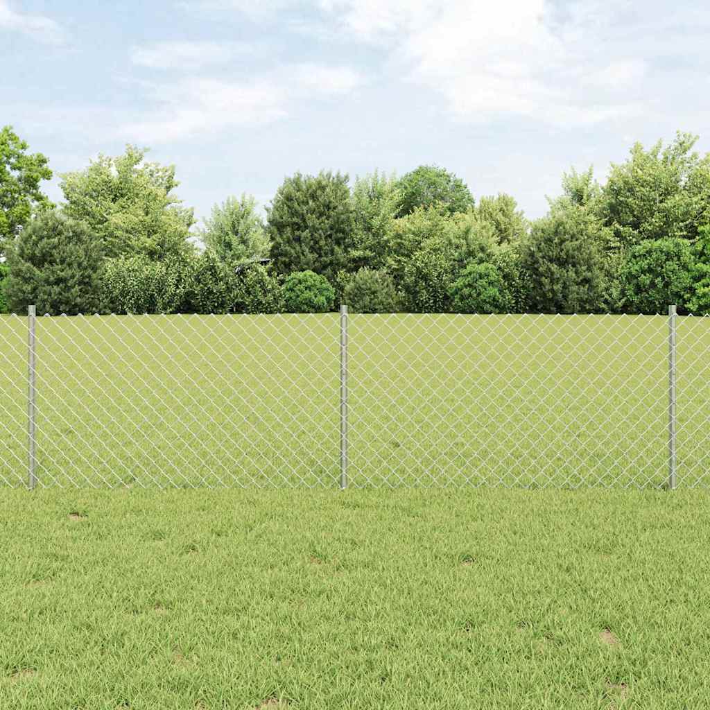 vidaXL Chainlink Fence with Post 10 x 0.6 m Galvanised Steel Silver 1