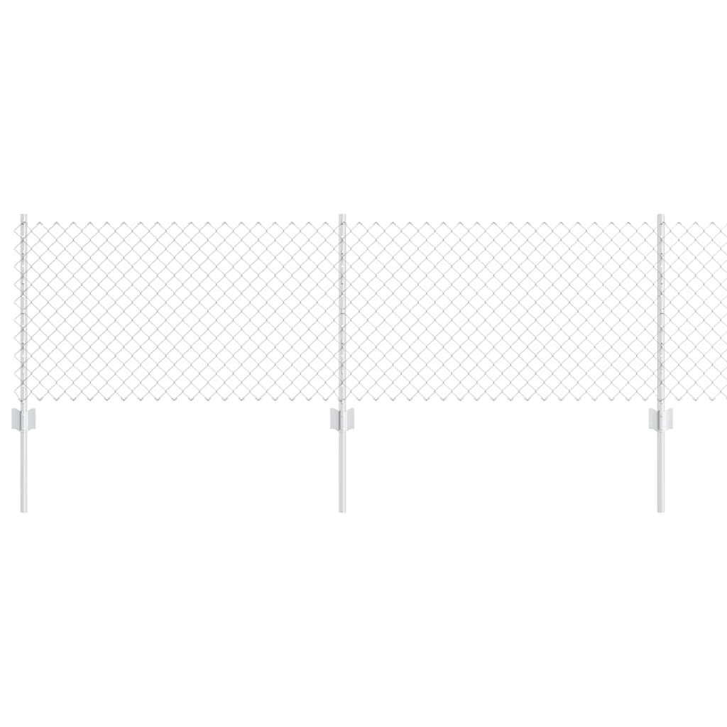 vidaXL Chainlink Fence with Post 10 x 0.6 m Galvanised Steel Silver 2