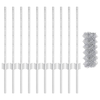 vidaXL Chainlink Fence with Post 10 x 0.6 m Galvanised Steel Silver 5