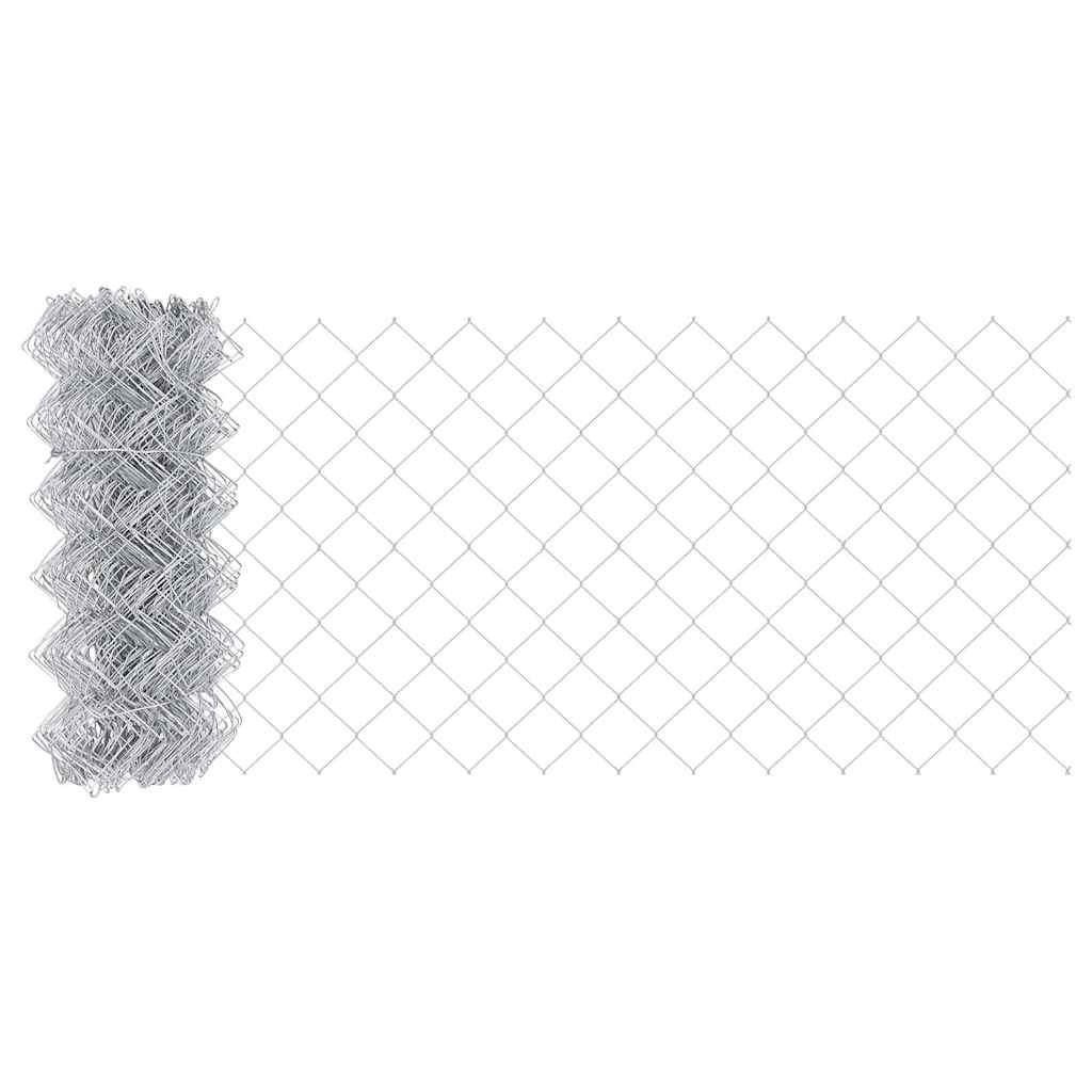 vidaXL Chainlink Fence with Post 10 x 0.6 m Galvanised Steel Silver 6