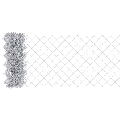 vidaXL Chainlink Fence with Post 10 x 0.6 m Galvanised Steel Silver 6