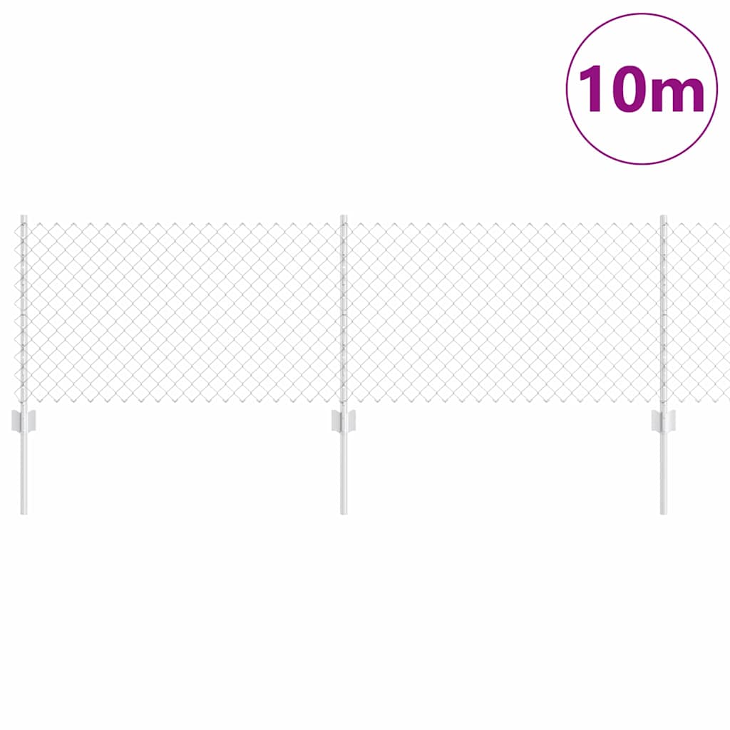 vidaXL Chainlink Fence with Post 10 x 0.6 m Galvanised Steel Silver 3