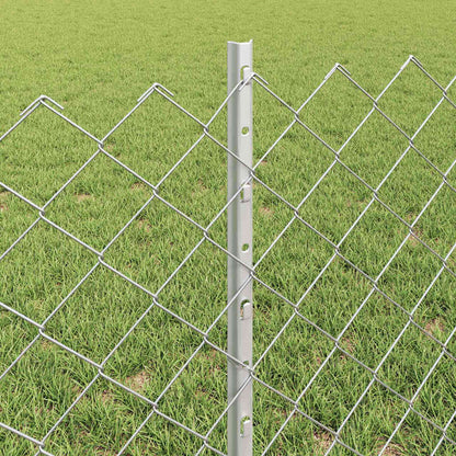 vidaXL Chainlink Fence with Post 10 x 0.6 m Galvanised Steel Silver 4