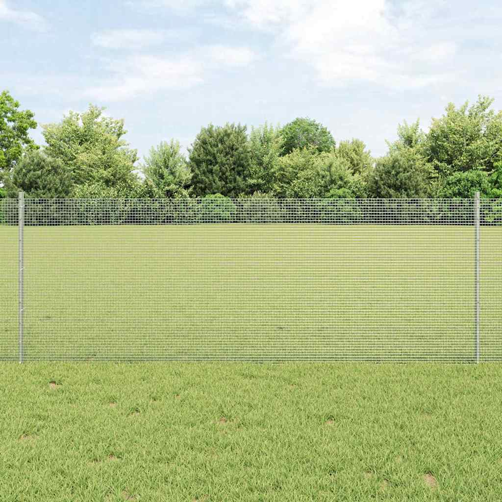 vidaXL Welded Wire Fence with Posts 10 x 0.8 m Galvanised Steel Silver 1