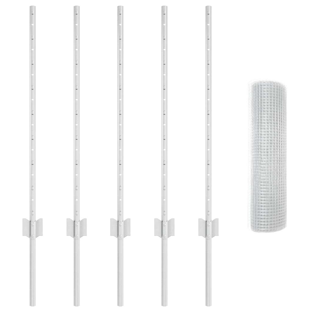 vidaXL Welded Wire Fence with Posts 10 x 0.8 m Galvanised Steel Silver 5