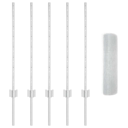 vidaXL Welded Wire Fence with Posts 10 x 0.8 m Galvanised Steel Silver 5