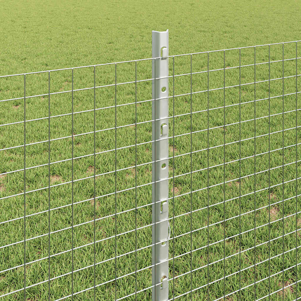 vidaXL Welded Wire Fence with Posts 10 x 0.8 m Galvanised Steel Silver 4