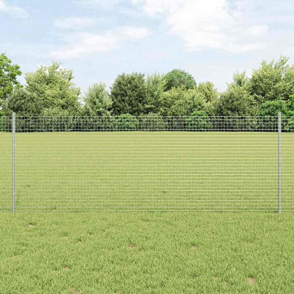 vidaXL Welded Wire Fence with Posts 10 x 0.8 m Galvanised Steel Silver 1