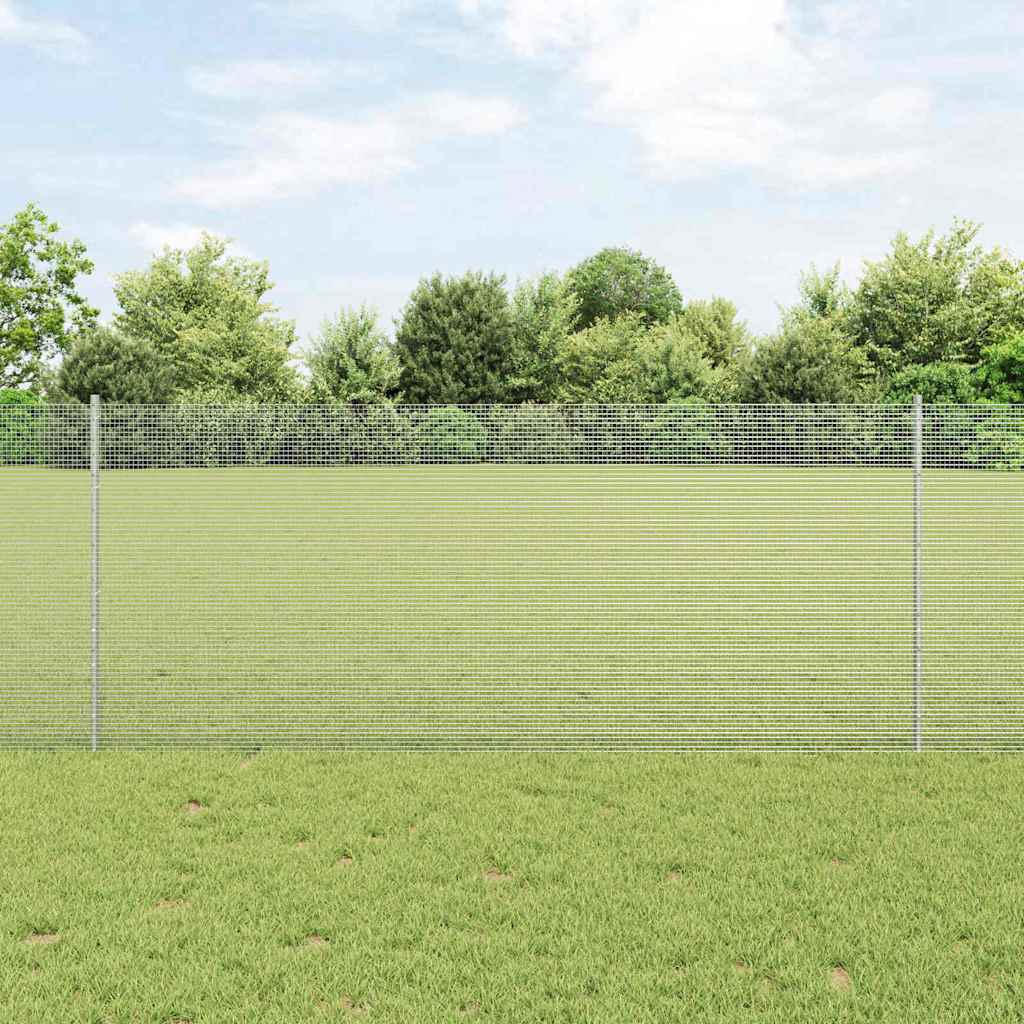 vidaXL Welded Wire Fence with Posts 10 x 1 m Galvanised Steel Silver 1