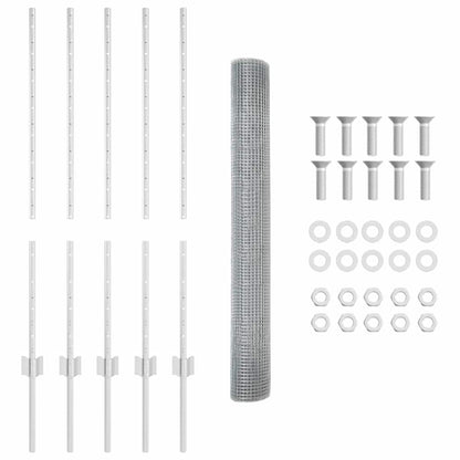 vidaXL Welded Wire Fence with Posts 10 x 1 m Galvanised Steel Silver 6
