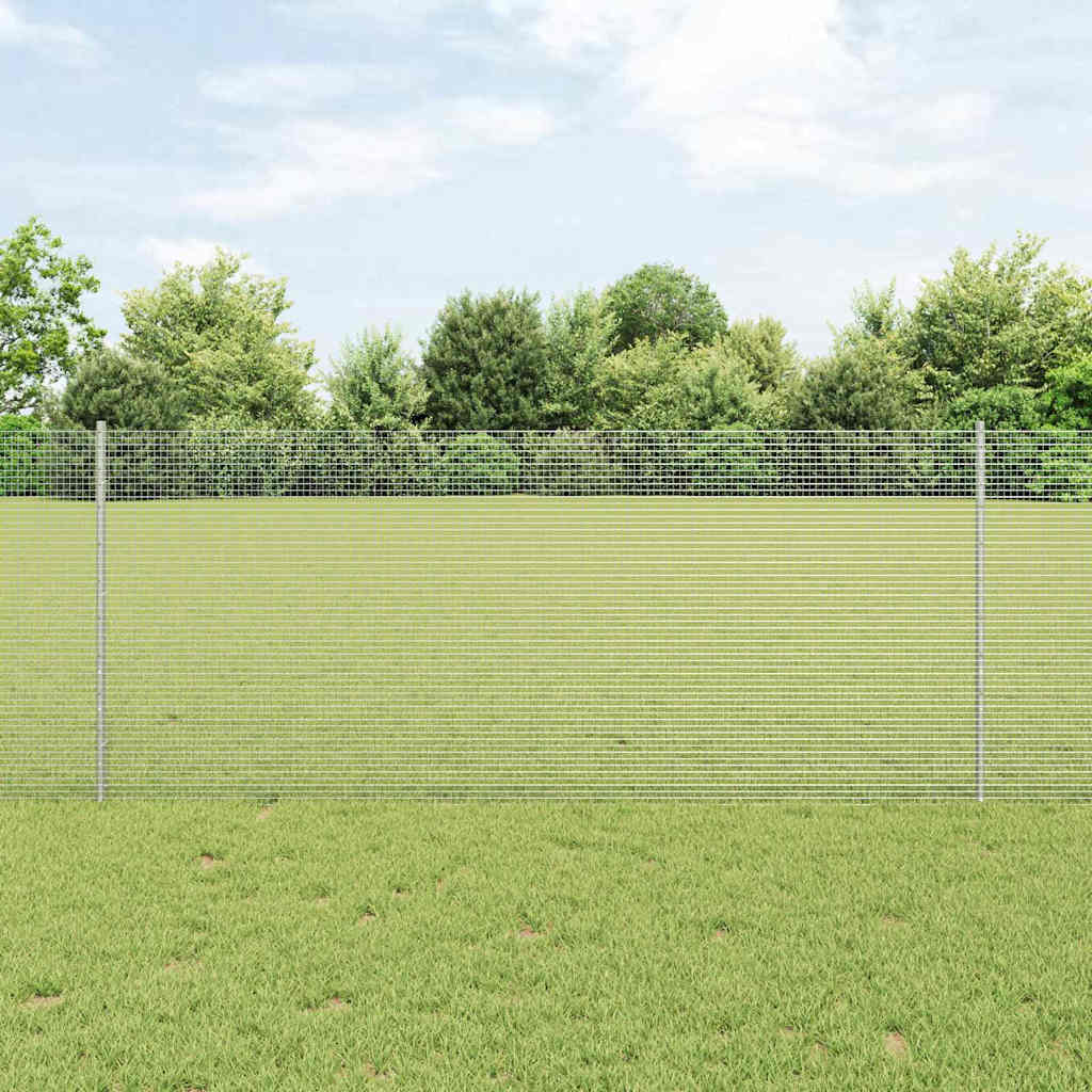vidaXL Welded Wire Fence with Posts 10 x 1 m Galvanised Steel Silver 1