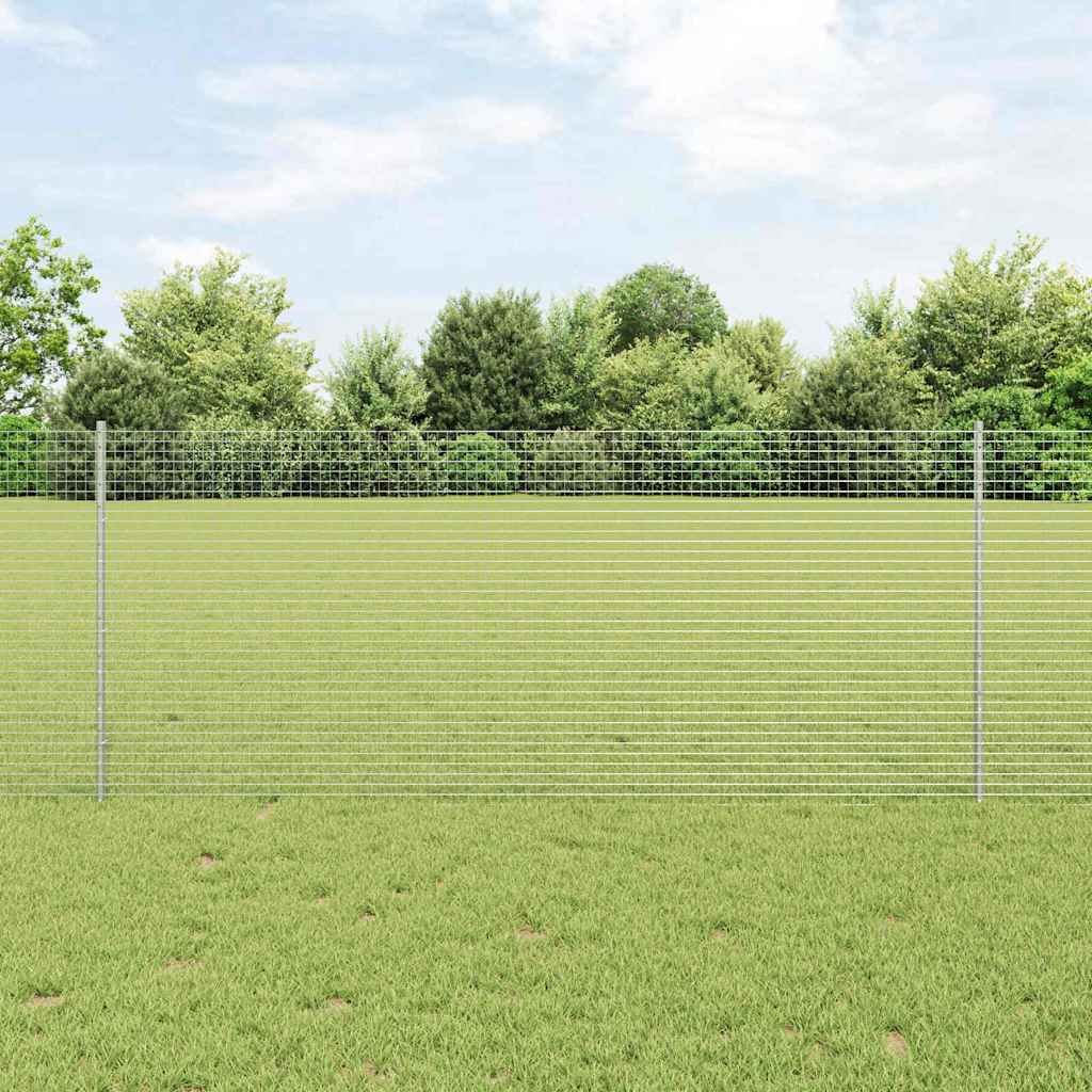 vidaXL Welded Wire Fence with Posts 10 x 1 m Galvanised Steel Silver 1