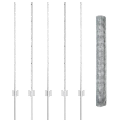 vidaXL Welded Wire Fence with Posts 10 x 1 m Galvanised Steel Silver 5
