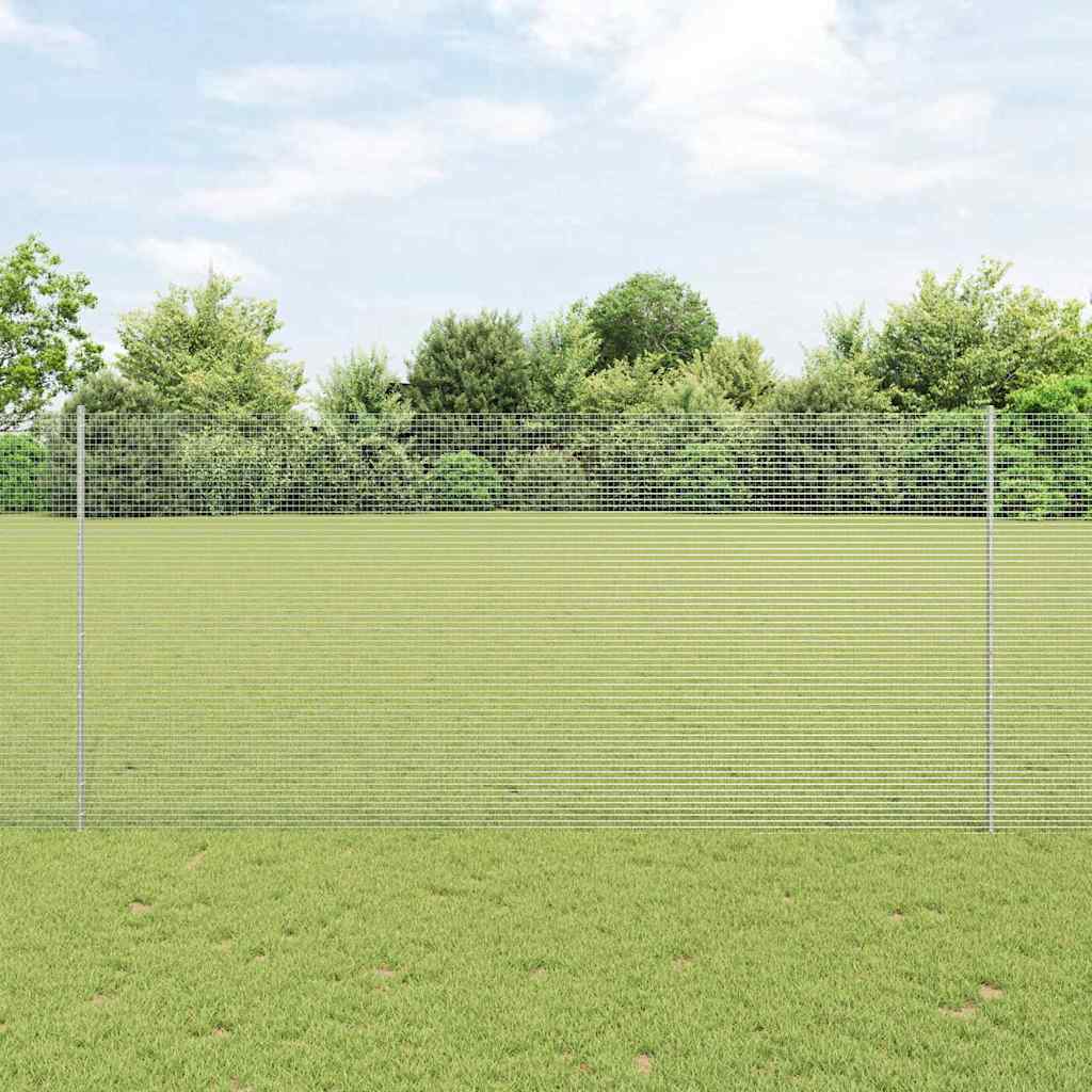 vidaXL Welded Wire Fence with Posts 10 x 1.4 m Galvanised Steel Silver 1