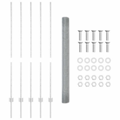 vidaXL Welded Wire Fence with Posts 10 x 1.4 m Galvanised Steel Silver 6
