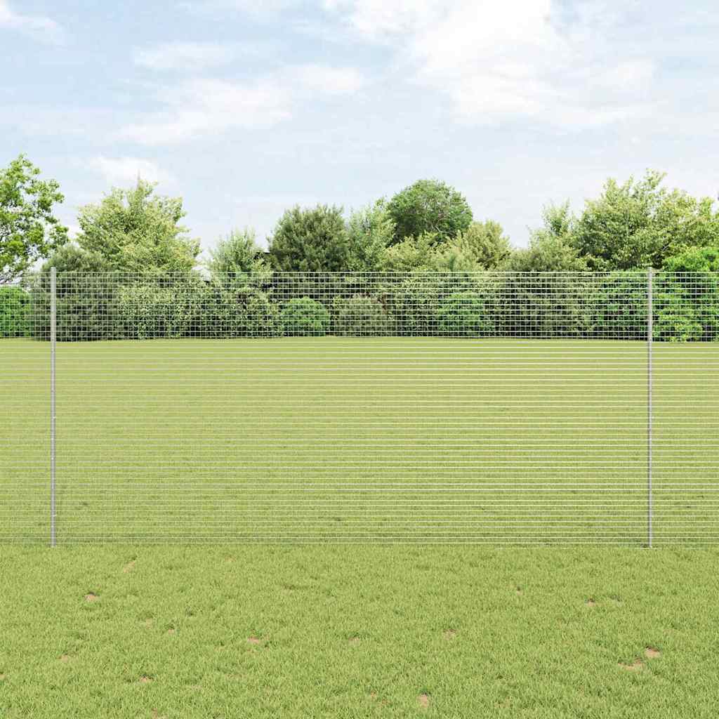 vidaXL Welded Wire Fence with Posts 10 x 1.4 m Galvanised Steel Silver 1