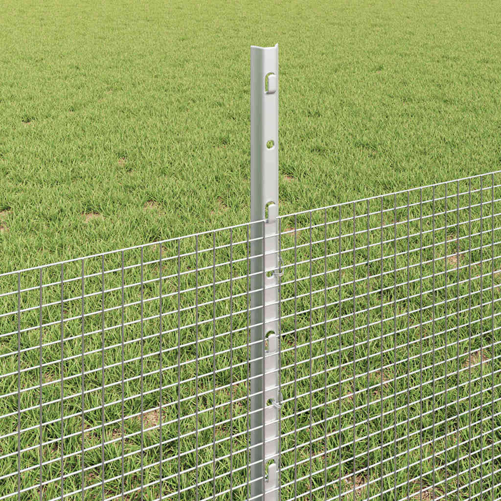 vidaXL Welded Wire Fence with Posts 25 x 0.5 m Galvanised Steel Silver 4