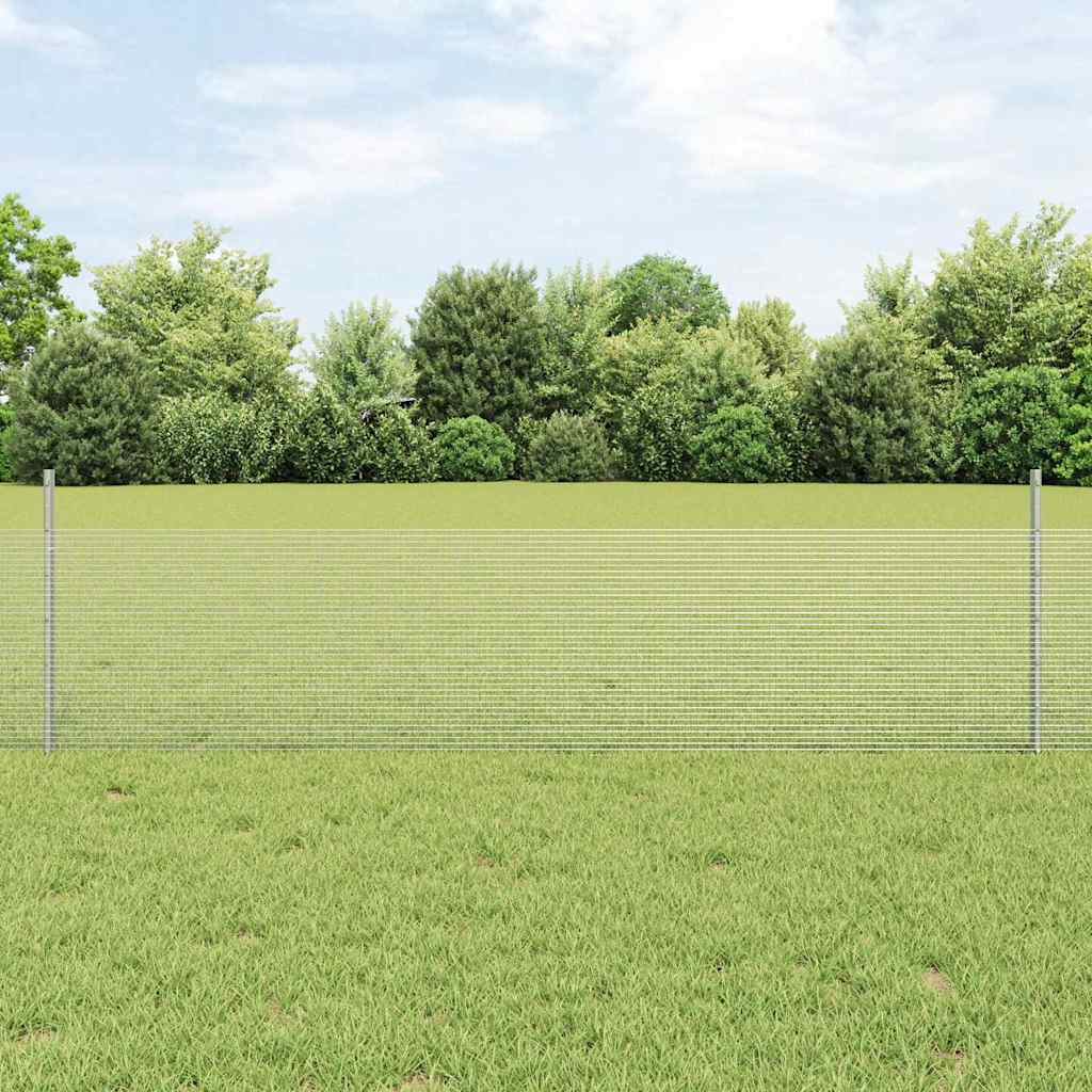 vidaXL Welded Wire Fence with Posts 25 x 0.5 m Galvanised Steel Silver 1