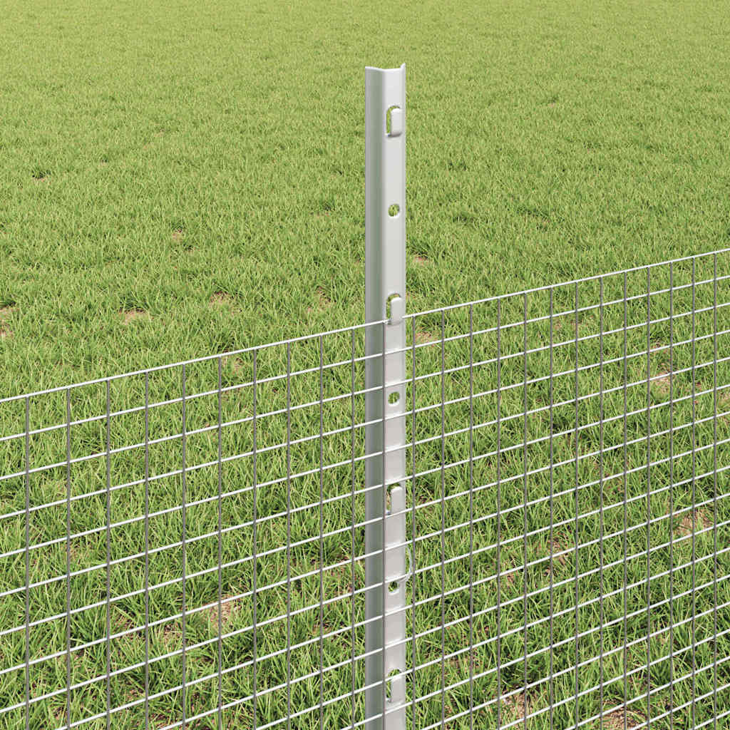 vidaXL Welded Wire Fence with Posts 25 x 0.5 m Galvanised Steel Silver 4