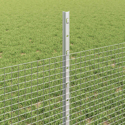 vidaXL Welded Wire Fence with Posts 25 x 0.5 m Galvanised Steel Silver 4