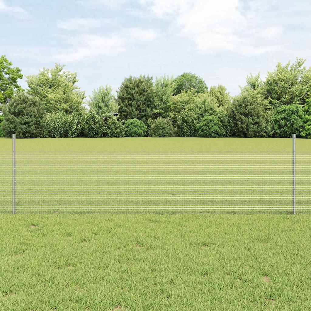 vidaXL Welded Wire Fence with Posts 25 x 0.5 m Galvanised Steel Silver 1