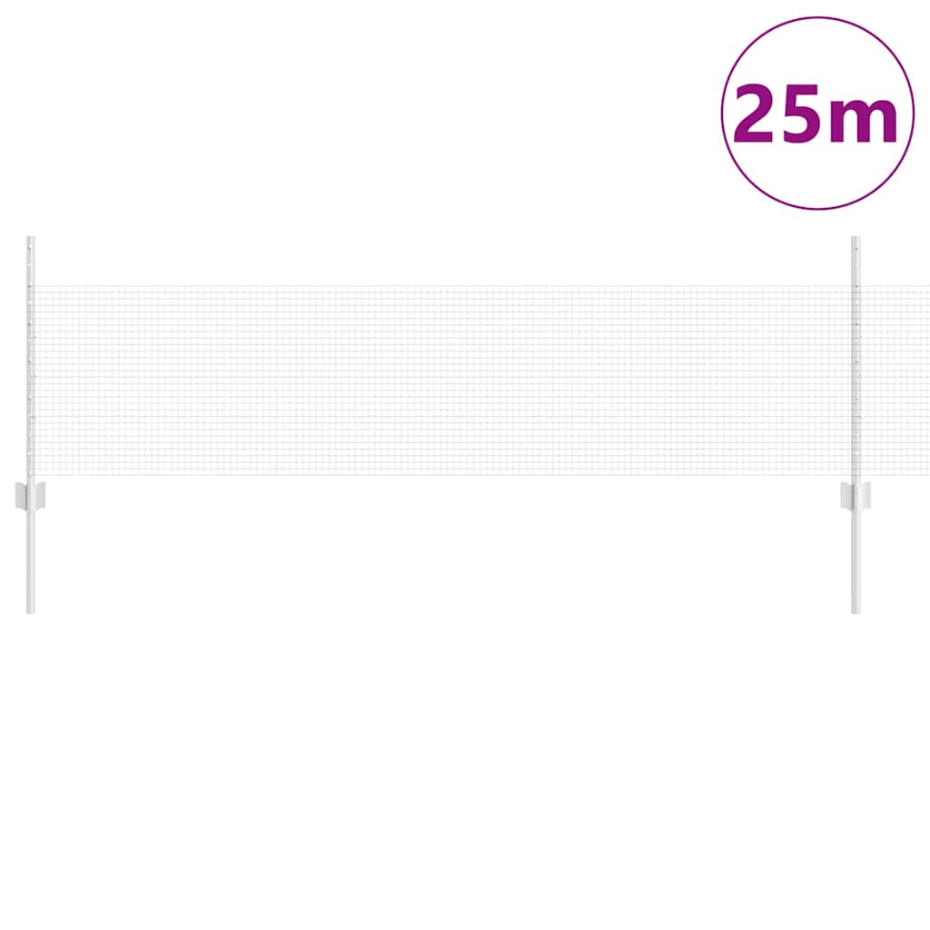 vidaXL Welded Wire Fence with Posts 25 x 0.5 m Galvanised Steel Silver 3