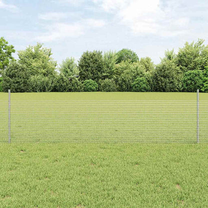 vidaXL Welded Wire Fence with Posts 25 x 0.5 m Galvanised Steel Silver 1