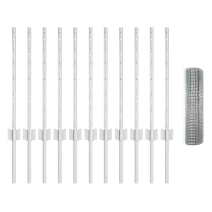 vidaXL Welded Wire Fence with Posts 25 x 0.5 m Galvanised Steel Silver 5