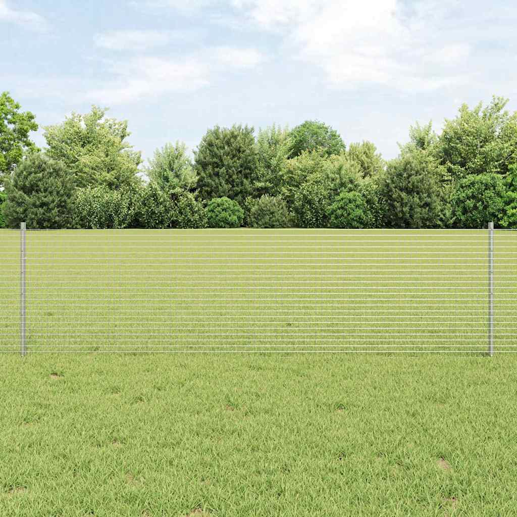vidaXL Welded Wire Fence with Posts 25 x 0.6 m Galvanised Steel Silver 1