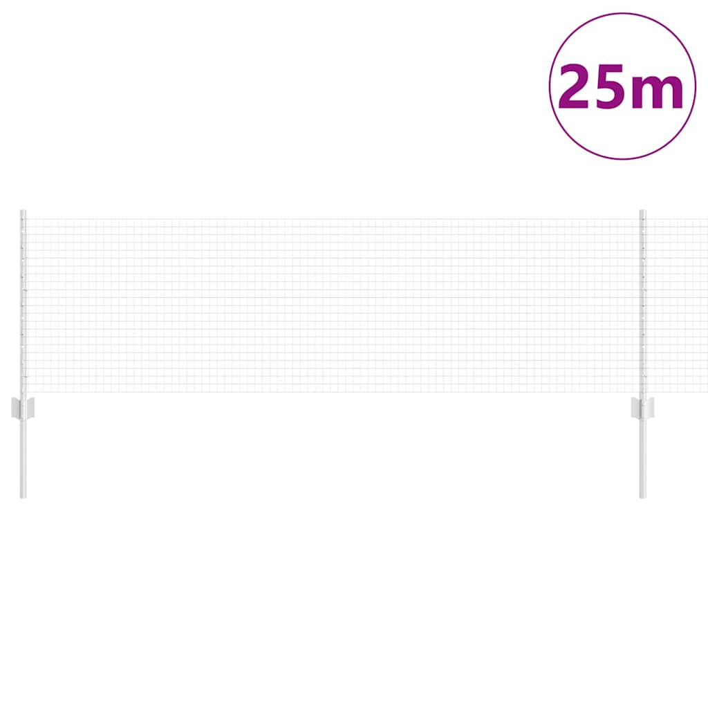 vidaXL Welded Wire Fence with Posts 25 x 0.6 m Galvanised Steel Silver 3