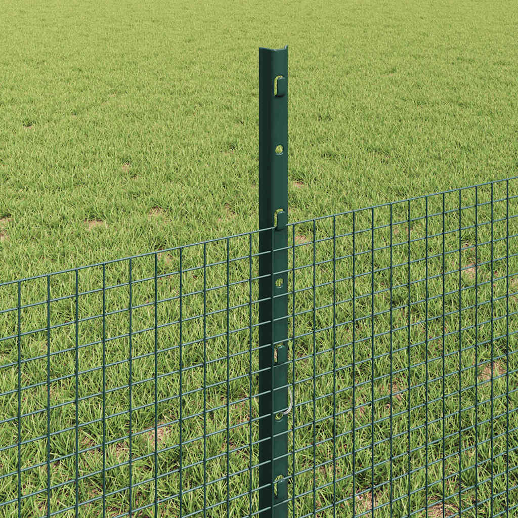 vidaXL Welded Wire Fence with Posts 10 x 0.5 m Galvanised Steel Green 4
