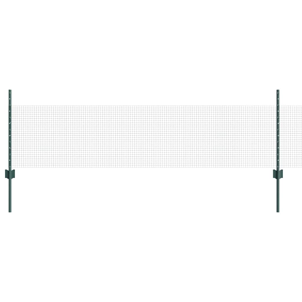 vidaXL Welded Wire Fence with Posts 10 x 0.5 m Galvanised Steel Green 2