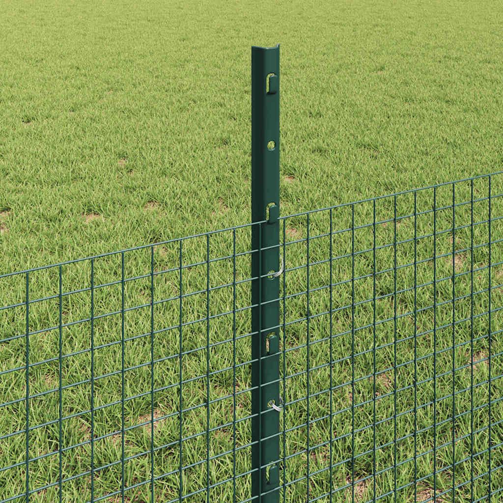 vidaXL Welded Wire Fence with Posts 10 x 0.5 m Galvanised Steel Green 4
