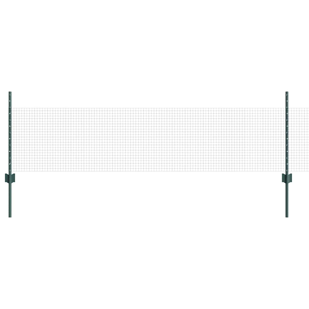 vidaXL Welded Wire Fence with Posts 10 x 0.5 m Galvanised Steel Green 2