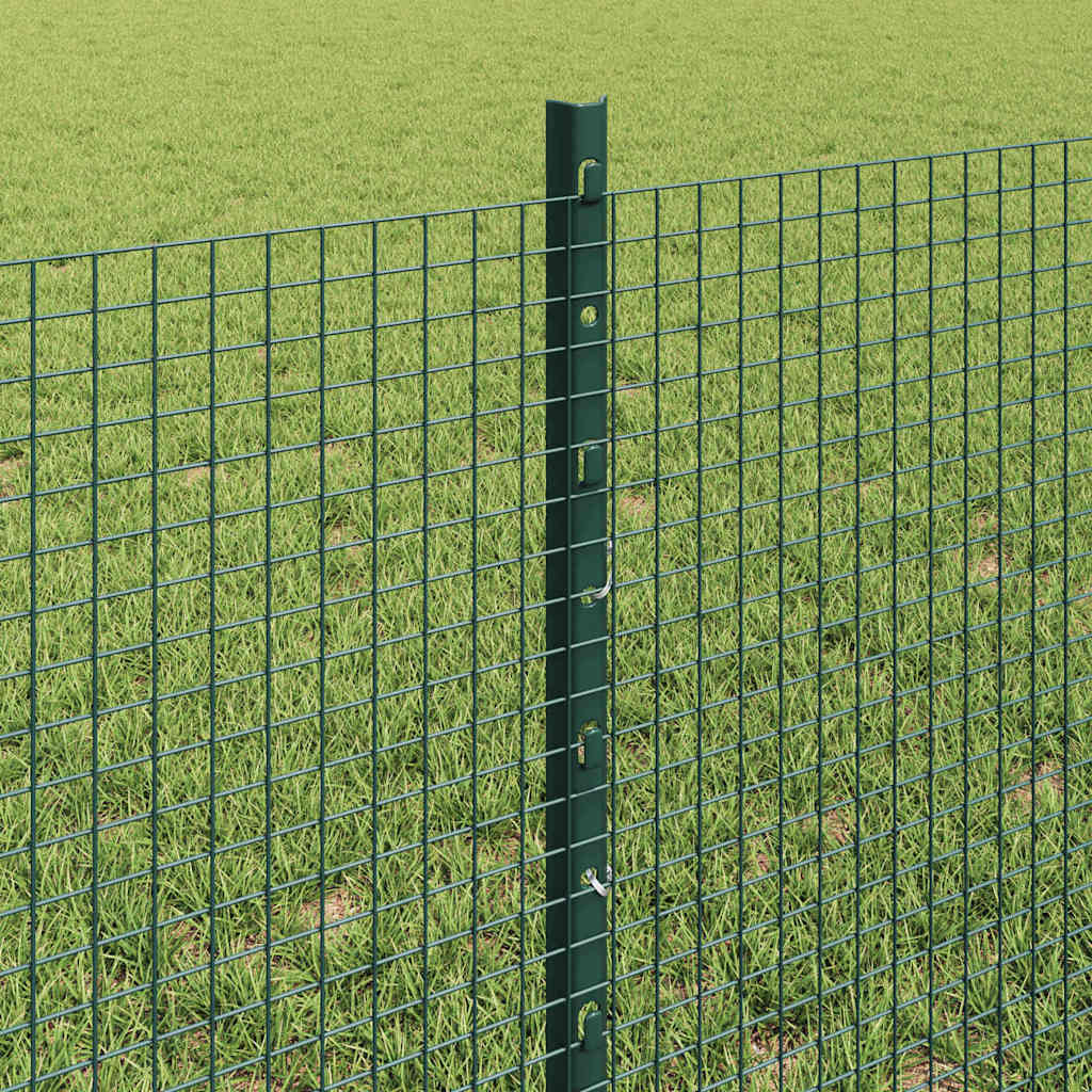 vidaXL Welded Wire Fence with Posts 10 x 0.6 m PVC-Coated Steel Green 4