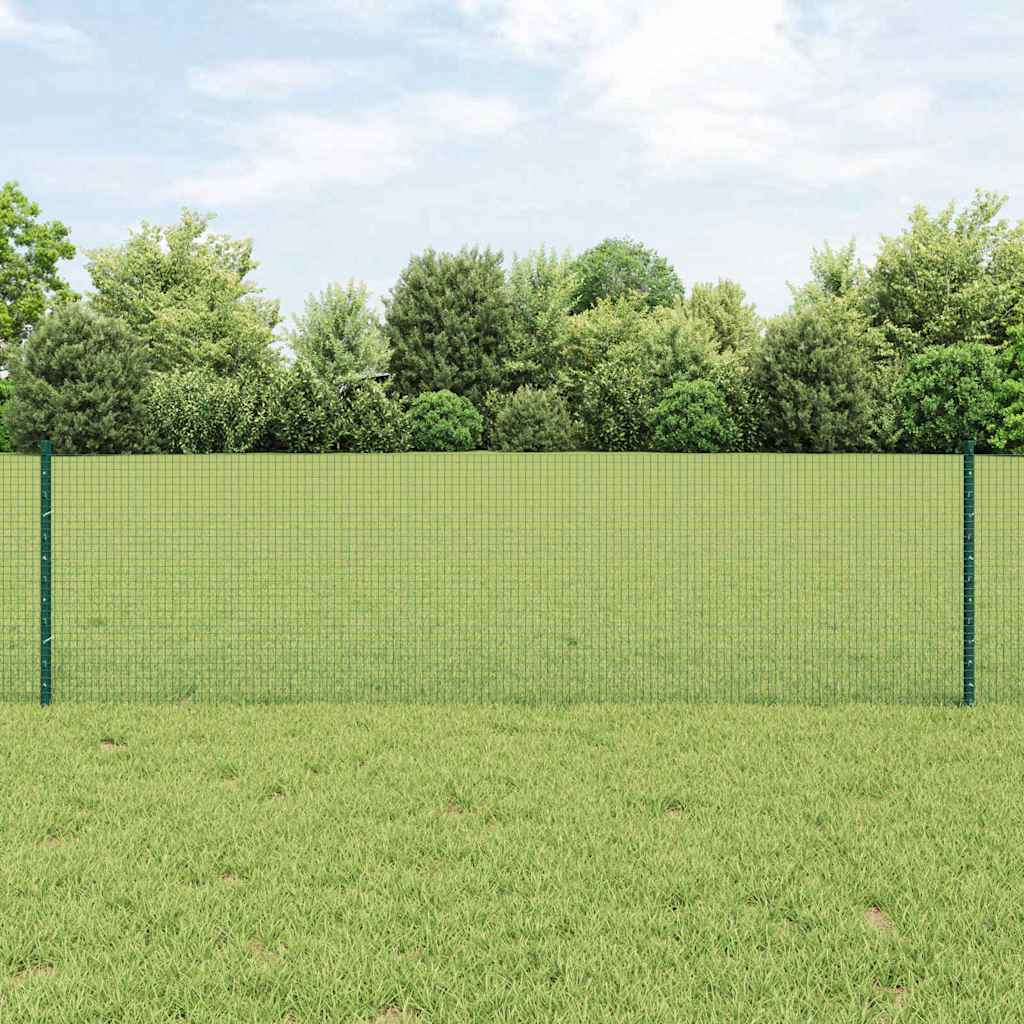 vidaXL Welded Wire Fence with Posts 10 x 0.6 m PVC-Coated Steel Green 1