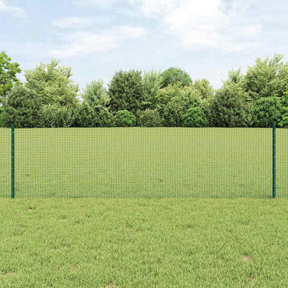 vidaXL Welded Wire Fence with Posts 10 x 0.6 m PVC-Coated Steel Green 1