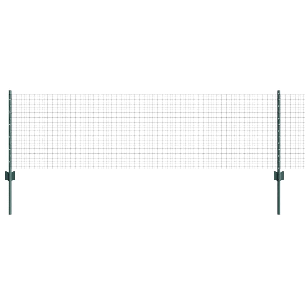 vidaXL Welded Wire Fence with Posts 10 x 0.6 m PVC-Coated Steel Green 2