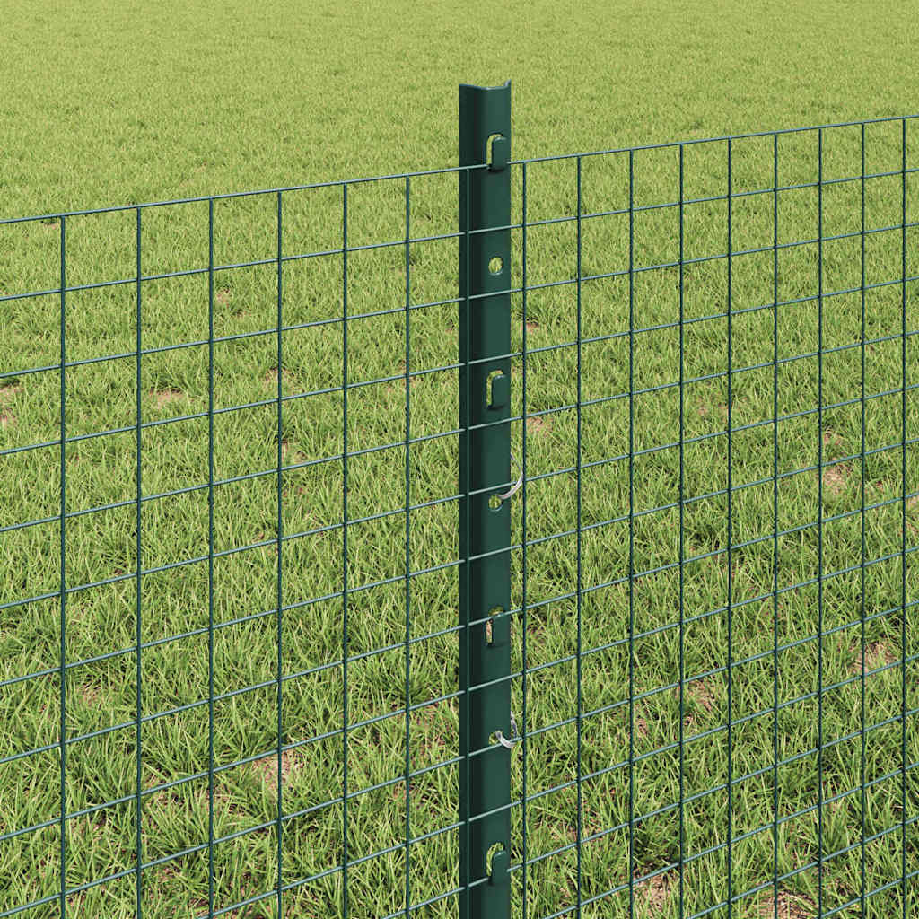 vidaXL Welded Wire Fence with Posts 10 x 0.6 m PVC-Coated Steel Green 4