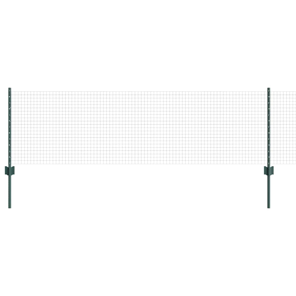 vidaXL Welded Wire Fence with Posts 10 x 0.6 m PVC-Coated Steel Green 2