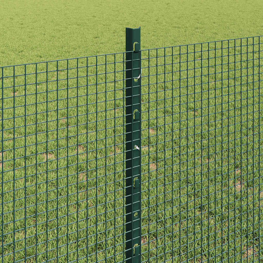 vidaXL Welded Wire Fence with Posts 10 x 0.8 m PVC-Coated Steel Green 4
