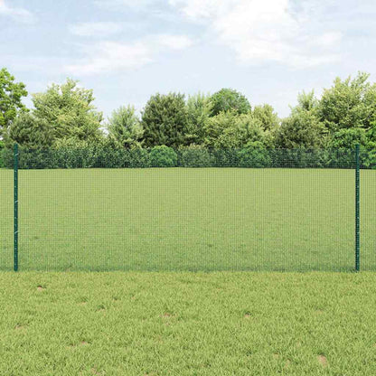 vidaXL Welded Wire Fence with Posts 10 x 0.8 m PVC-Coated Steel Green 1