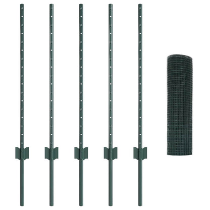 vidaXL Welded Wire Fence with Posts 10 x 0.8 m PVC-Coated Steel Green 5