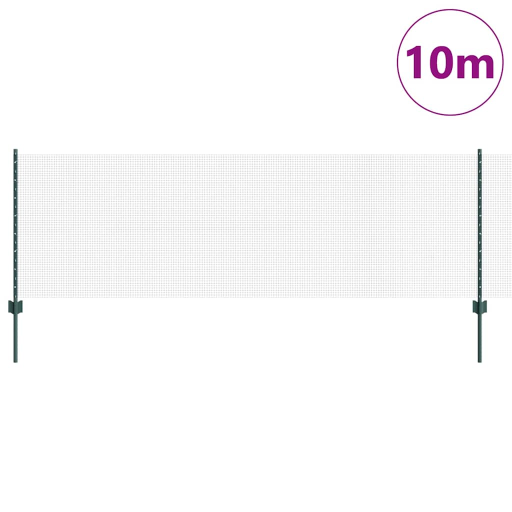 vidaXL Welded Wire Fence with Posts 10 x 0.8 m PVC-Coated Steel Green 3