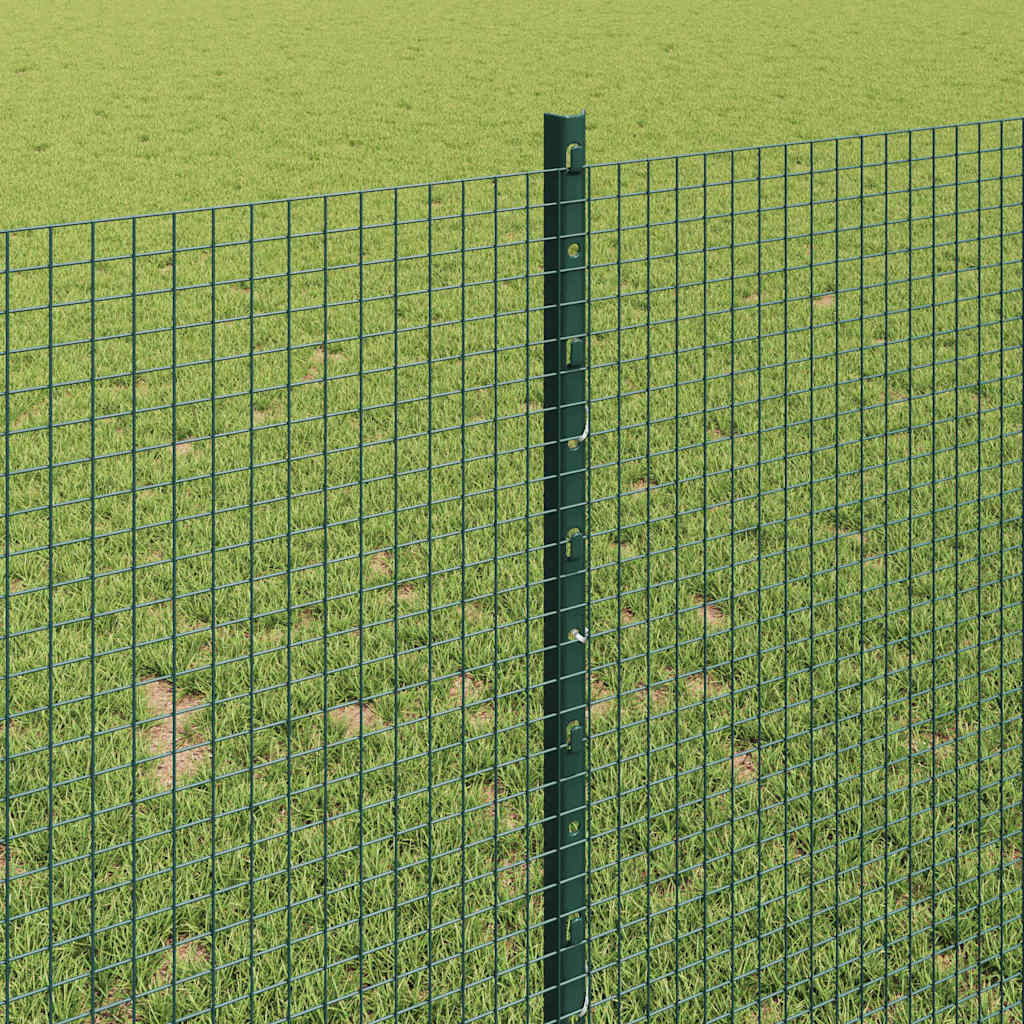 vidaXL Welded Wire Fence with Posts 10 x 1 m Galvanised Steel Green 4