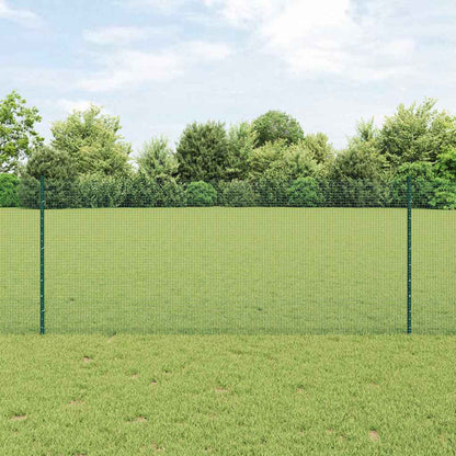 vidaXL Welded Wire Fence with Posts 10 x 1 m Galvanised Steel Green 1