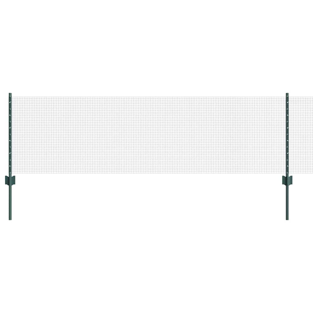 vidaXL Welded Wire Fence with Posts 25 x 0.6 m PVC-Coated Steel Green 2