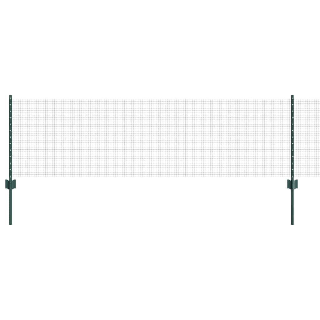 vidaXL Welded Wire Fence with Posts 25 x 0.6 m PVC-Coated Steel Green 2