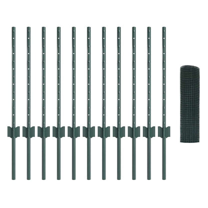 vidaXL Welded Wire Fence with Posts 25 x 0.6 m PVC-Coated Steel Green 5