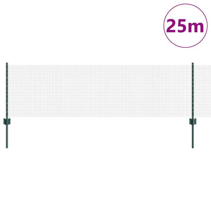 vidaXL Welded Wire Fence with Posts 25 x 0.6 m PVC-Coated Steel Green 3
